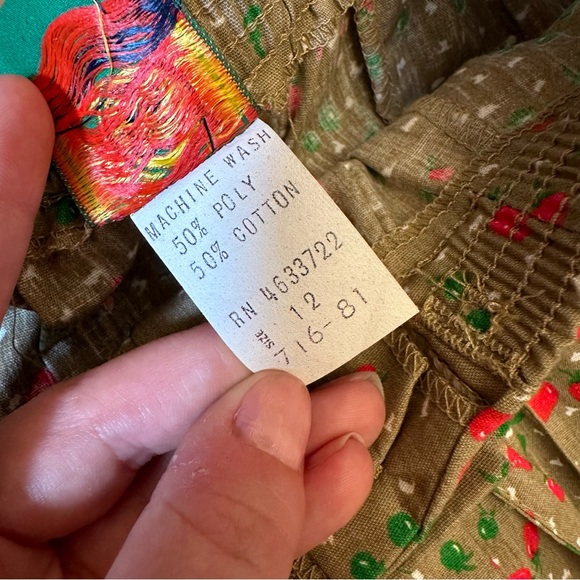 VTG 70s 80s NWT Ditsy Strawberry Print Pleated Midi Skirt - Picture 7 of 7